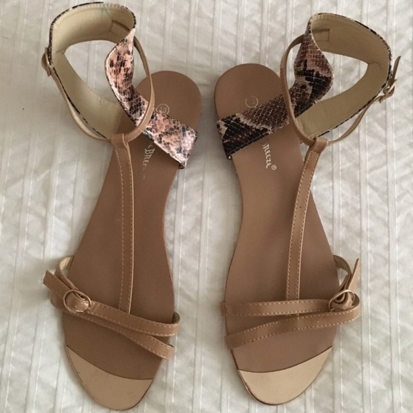 Nature Breeze Shoes - Nature Breeze Snake Print Sandals ZIP Closure 10